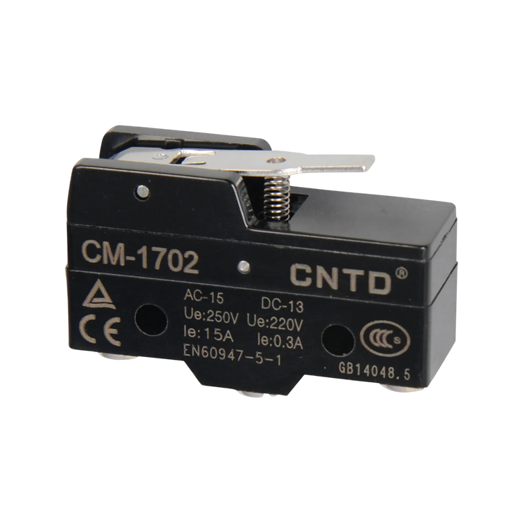 میکروسوئیچ زبانه کوتاه فشاری تیغه دار سی ان تی دی CNTD مدل CM-1702