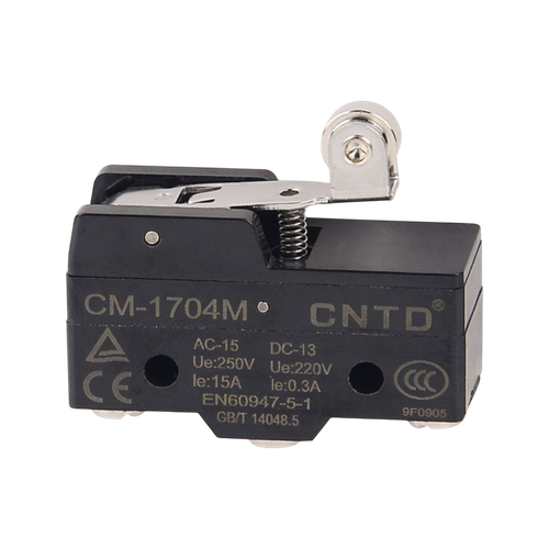 میکروسوئیچ زبانه کوتاه فشاری قرقره دار سی ان تی دی CNTD مدل CM-1704