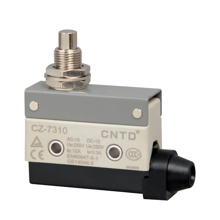 میکروسوئیچ کاوردار فشاری ساده با مهره نصب طرح امرن سی ان تی دی CNTD مدل CZ-7310