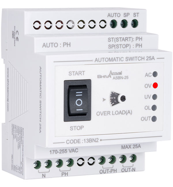 کنترل بار تک فاز 25 آمپر مدل ASBN-25 شیوا امواج