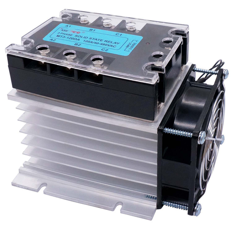 رله ۳ فاز 60 امپر هیت سینک سرخود مدل SSR AC TO AC